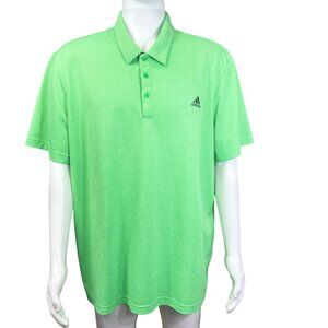 Adidas Mens 2XL Polo Shirt Green Recycled Polyester Athletic Fit Short Sleeve